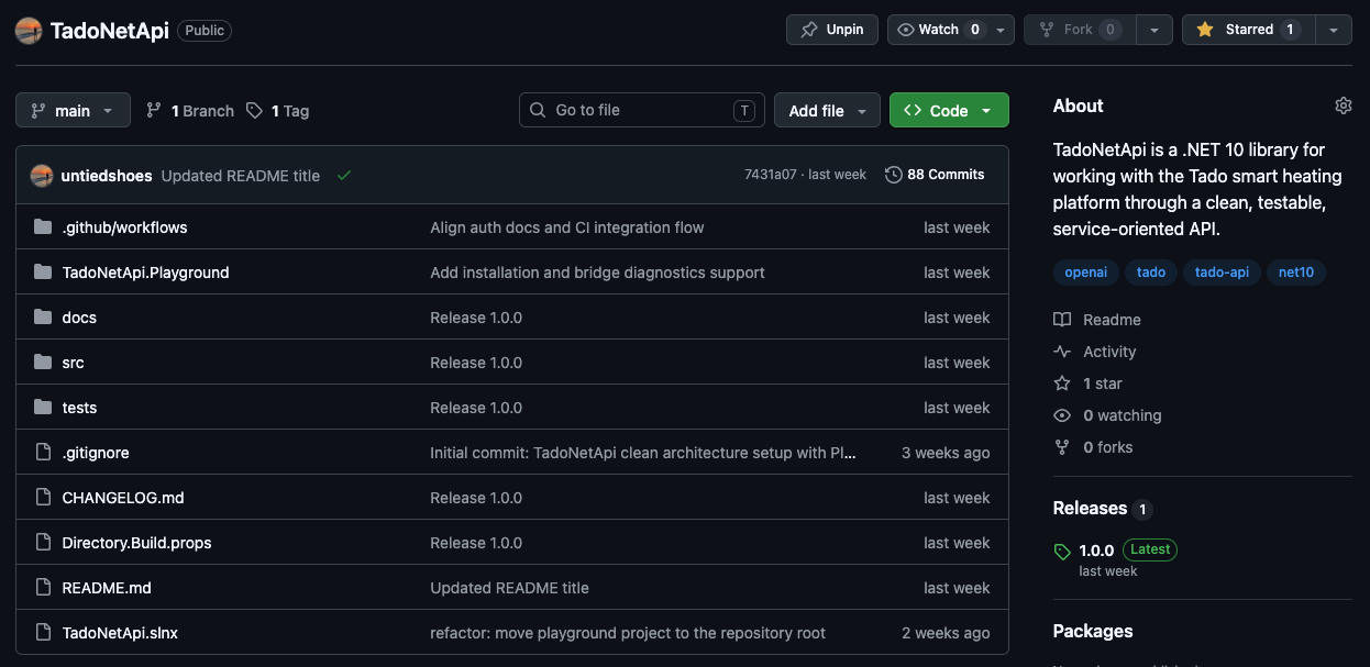 A .NET SDK and integration playground for the Tado Smart Home API